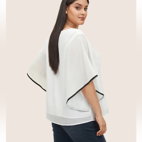 BloomChic Plus SIze 3XL V Neck Contrast Webbing Dolman Sleeve Blouse us22-24 - Picture 2 of 4